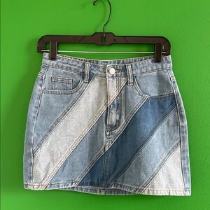 Cider Blue and Gray Denim Mini Skirt